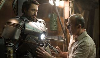 Iron Man Robert Downey Jr. Tony and Yinsen boot up the first suit