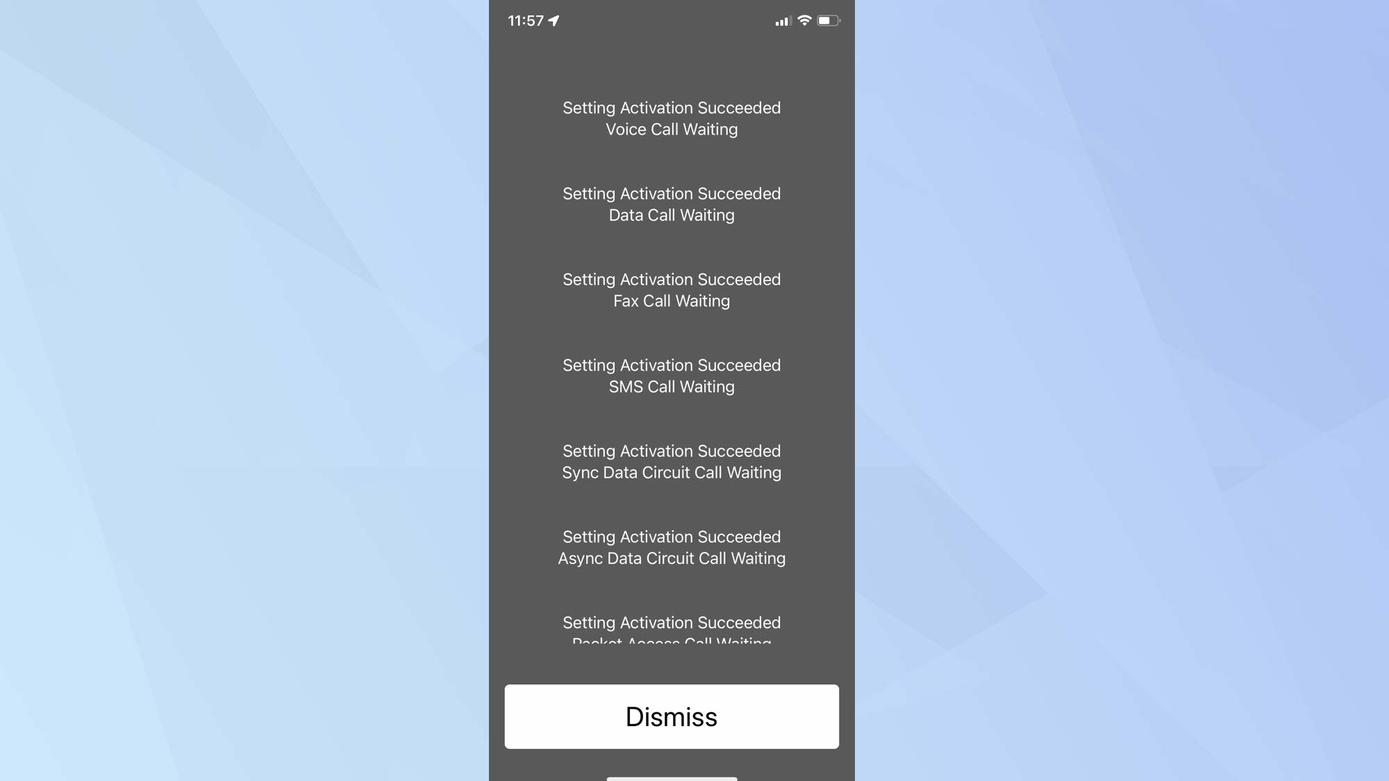Снимок экрана с iPhone, показывающий приложение для телефона с параметрами ожидания вызова.