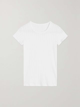 Pointelle-Knit Cotton-Jersey T-Shirt