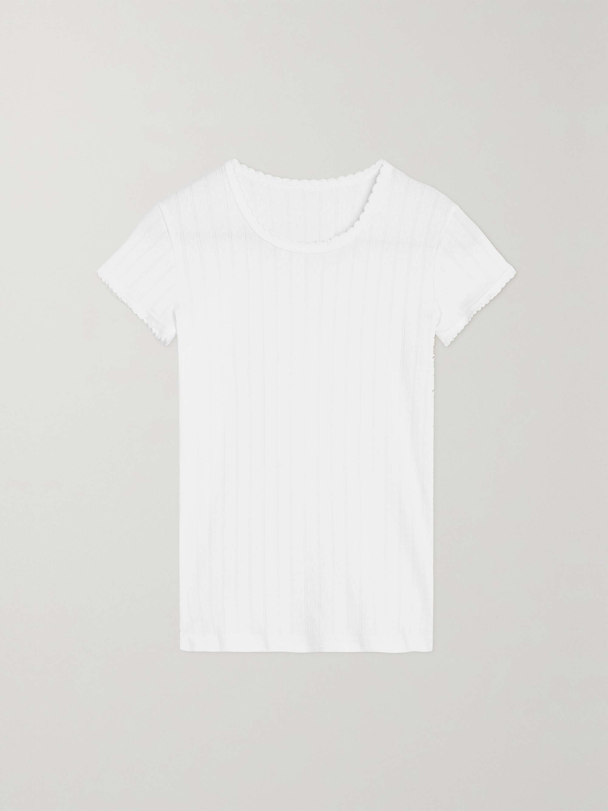 Pointelle-Knit Cotton-Jersey T-Shirt