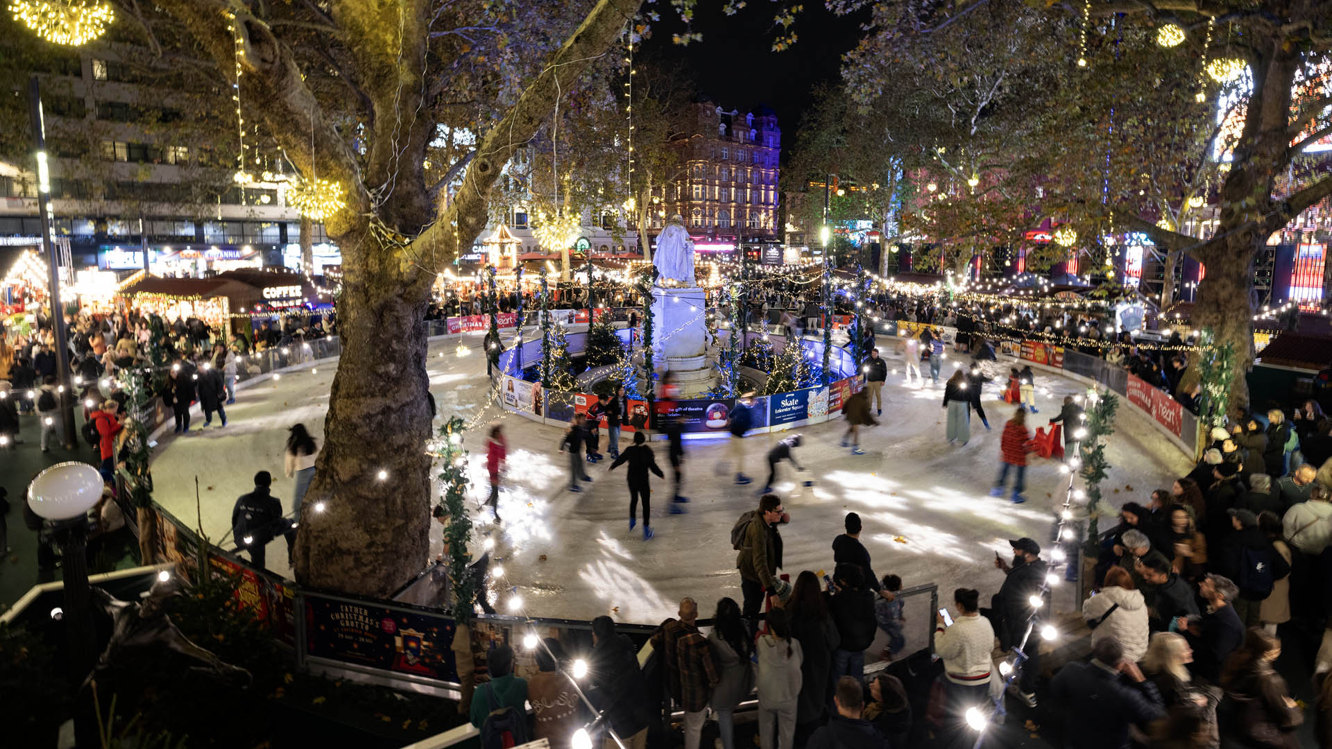Leicester Square skate rink photo.