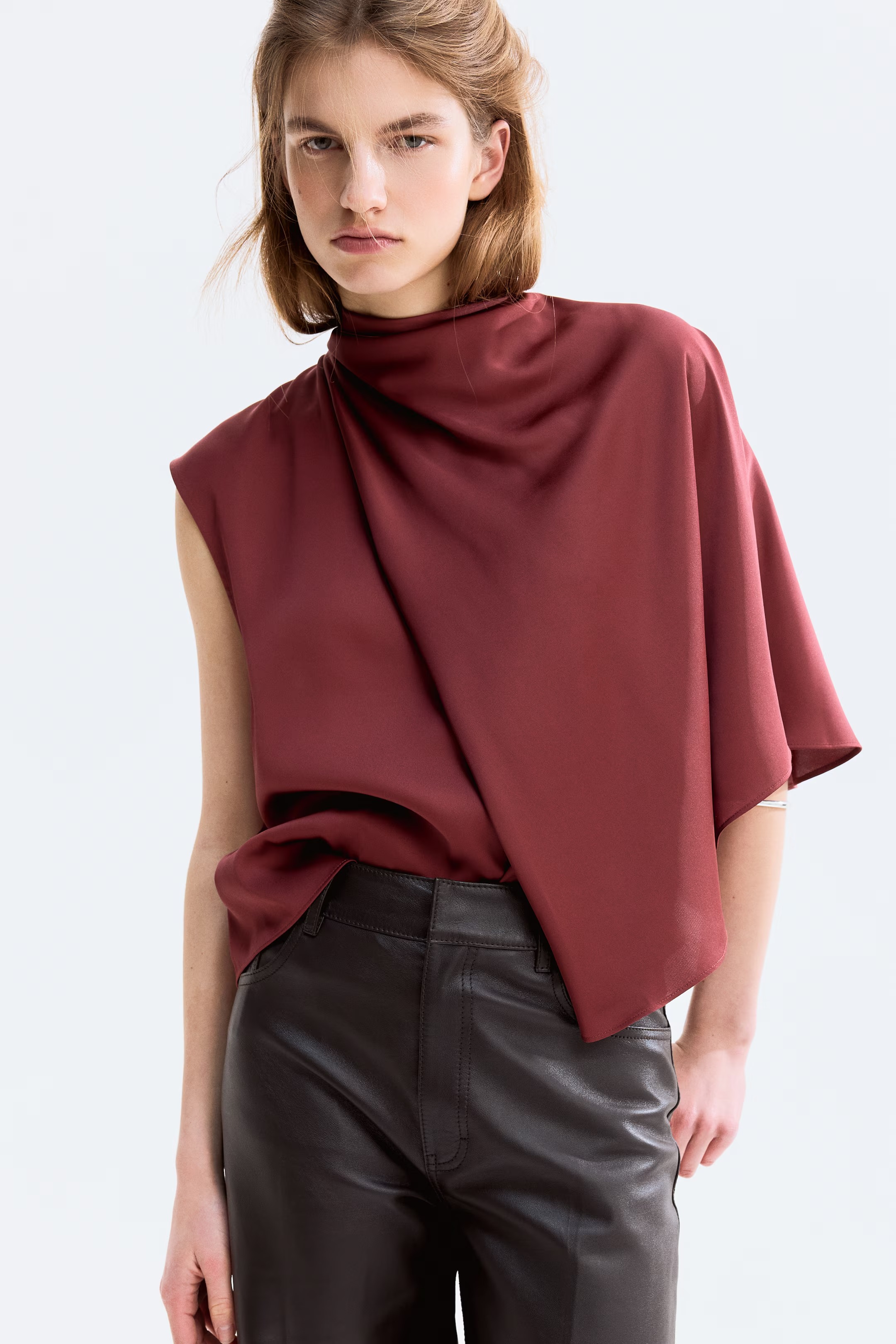 H&amp;amp;M, Draped Satin Blouse