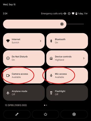 Android 12 Camera Mic Control Quick Toggles