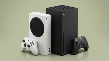 Xbox Series X and Series S on green background
