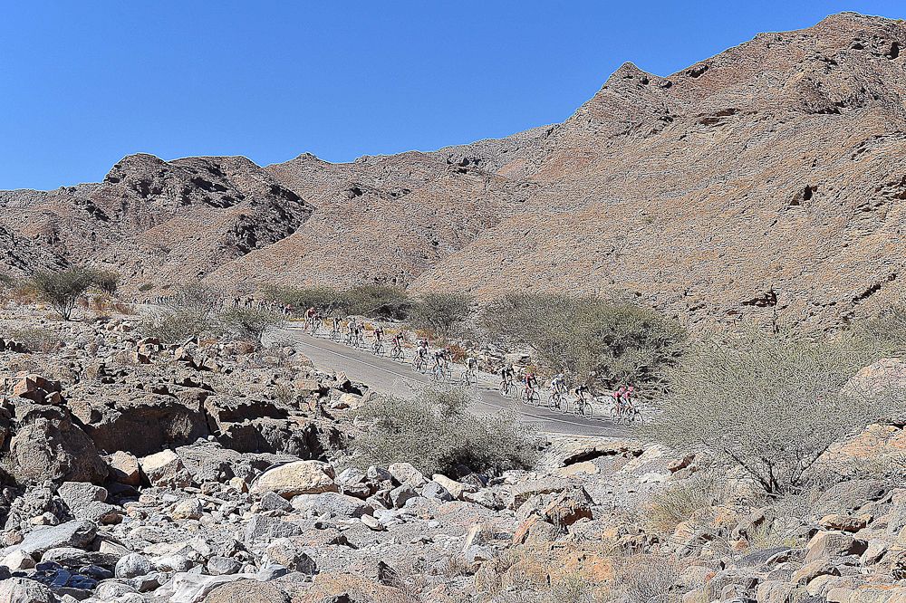 The peloton in action during Oman's final stage.