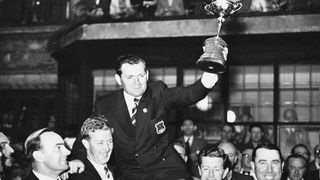 Dai Rees lifts the 1957 Ryder Cup