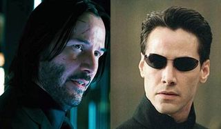 Keanu Reeves as John Wick and Neo in The Matrix