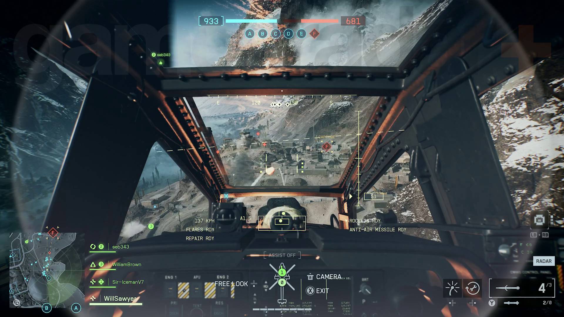 Battlefield 6 vehicles cockpit view from apache attack helicopter firing rockets at enemies