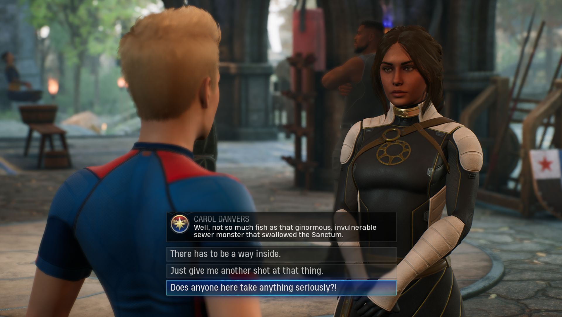 Midnight Sons Hunter chatting with Captain Marvel