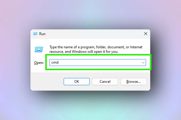 A screenshot showing the Windows CMD prompt