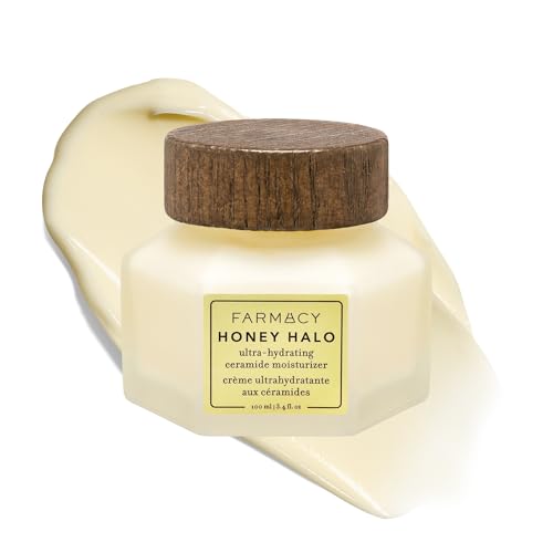 Farmacy Ceramide Face Moisturizer - Honey Halo Ultra Hydrating Facial Moisturizer With Buckwheat Honey + Ceramides - Helps Restore Barrier + Replenish Dryness - Plumping Skin Care for Dry Skin (100ml)