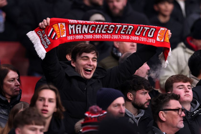 Manchester United fans at the Emirates Stadium for their FA Cup third round clash in January 2025