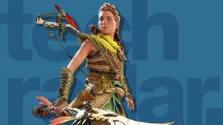 Best PS5 games – Horizon Forbidden West's Aloy stands against a blue background