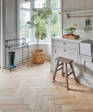 Mudroom with wood floors