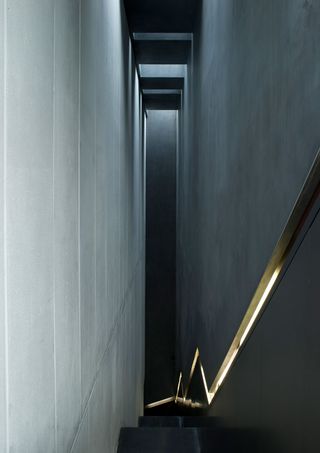 The stairs of Silverlight in London, his practice's first new build private residence