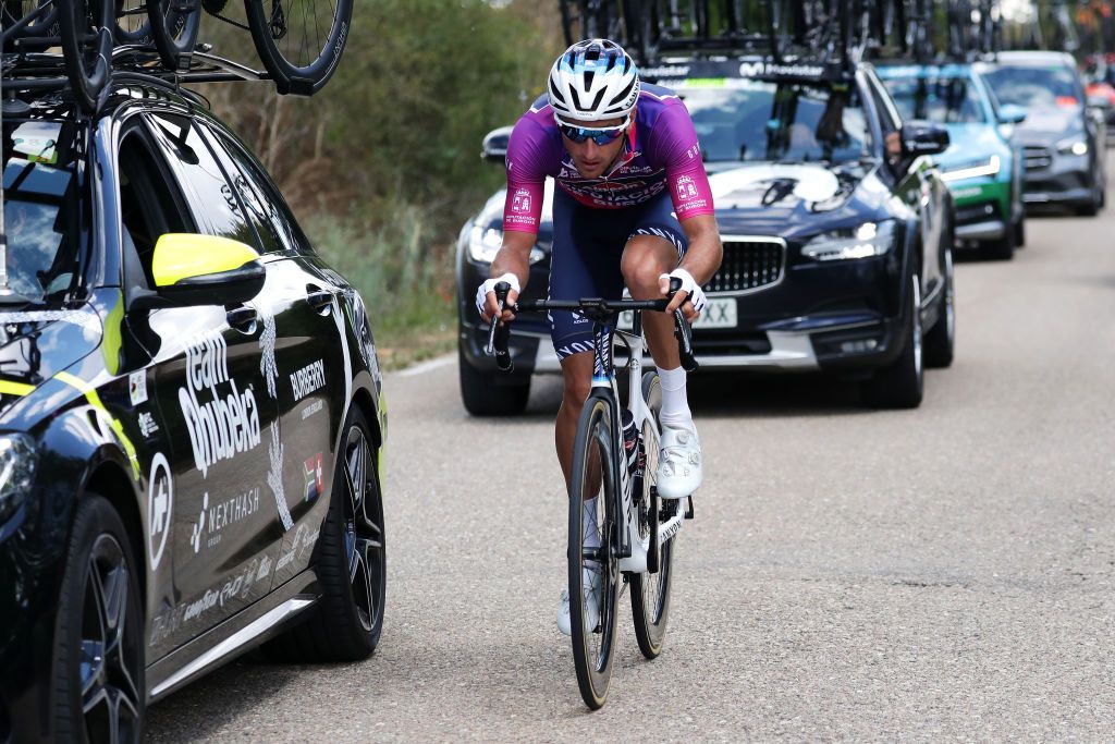 BRIVIESCA SPAIN AUGUST 04 Edward Planckaert of Belgium and Team AlpecinFenix Purple Leader Jersey during the 43rd Vuelta a Burgos 2021 Stage 2 a 175km stage from Tardajos to Briviesca VueltaBurgos BurgosCycling CapitalMundialdelCiclismo on August 04 2021 in Briviesca Spain Photo by Gonzalo Arroyo MorenoGetty Images