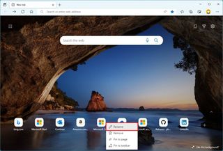 Edge rename quick link new tab page
