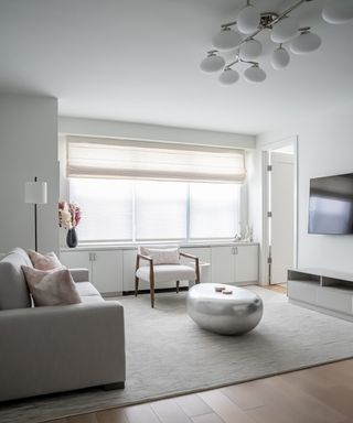 A neutral, minimalist living room