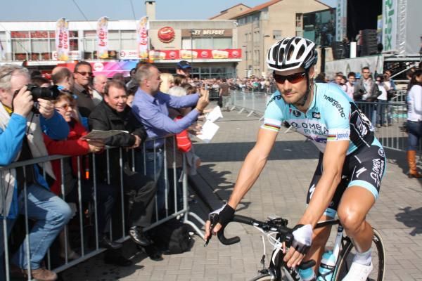 Tom Boonen (Omega Pharma-QuickStep) rolls to the start of E3 Harelbeke.