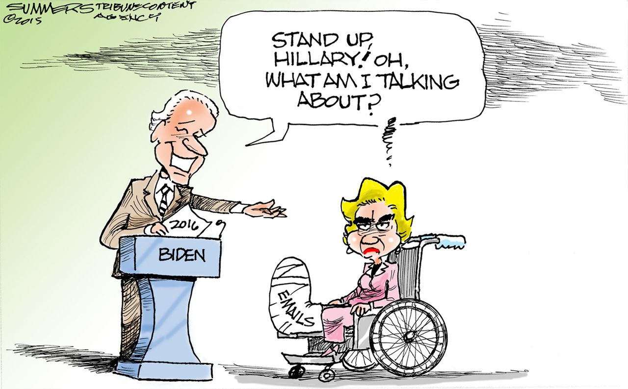 Political cartoon U.S. Clinton Biden 2016