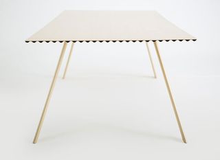 Benjamin Hubert's 'Ripple' table, on show at Aram Store, is 'the world's lightest timber table' according to the designer. The 2.4m-long and 1m-wide table weighs in at just 9kg, thanks to its corrugated plywood construction, created through pressure lamination in conjunction with Canadian manufacturer Corelam