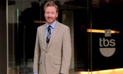 Conan O'Brien's late night opening tells the story of how he leaves NBC, tries and fails at other jobs, and ultimately finds a home at TBS.