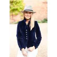 Beatriz Navy Velvet Coat, $355(£295) | Laurie &amp; Jules