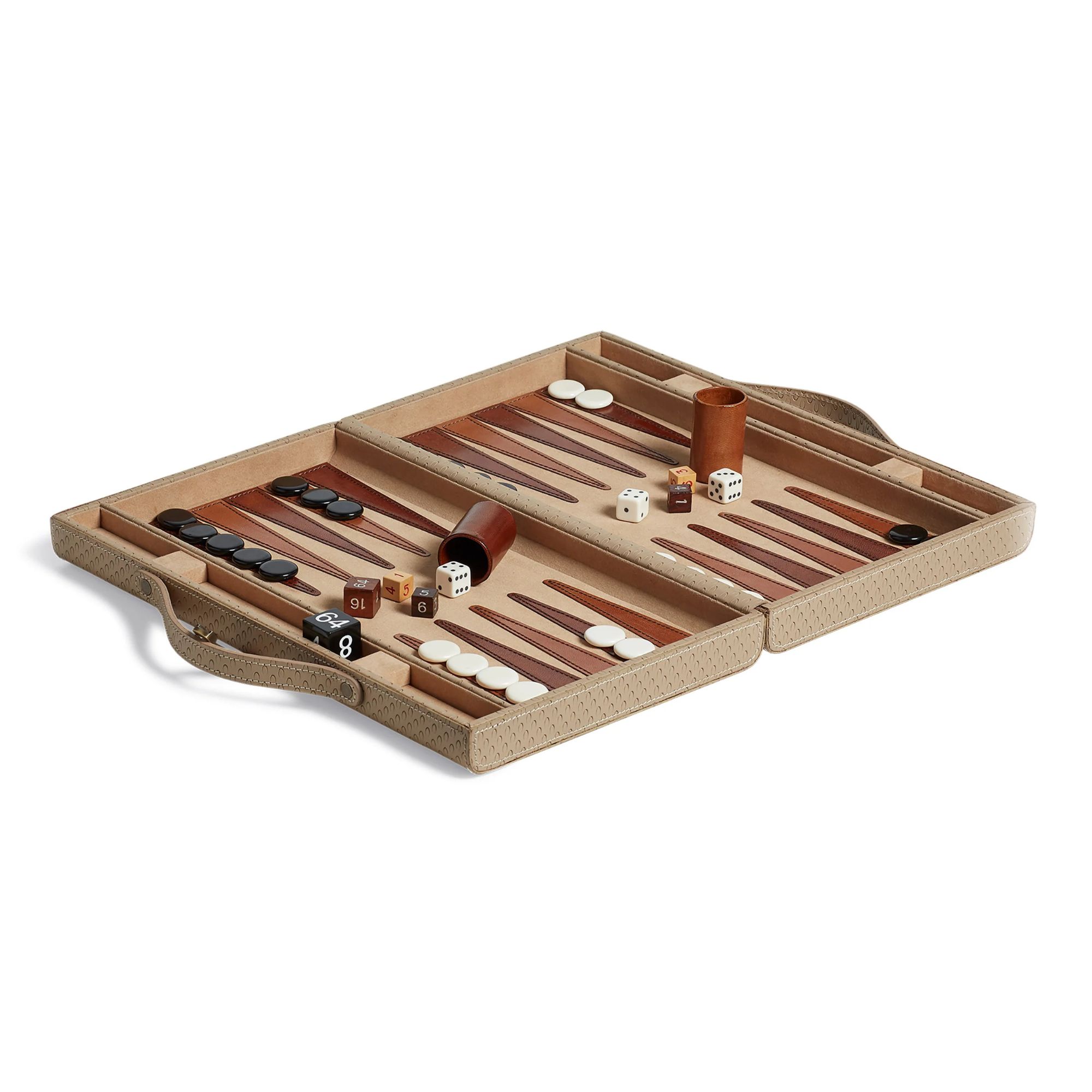 Oka, Bennet Leather Backgammon Set in Taupe