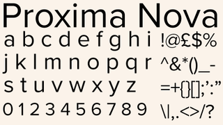 Black text displaying the font Proxima Nova on an off-white background.