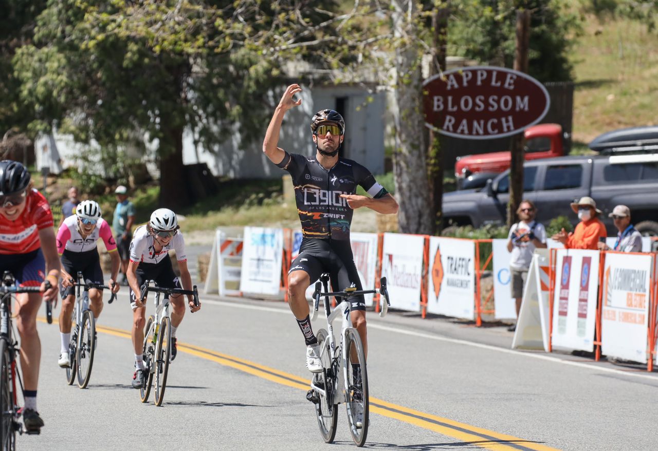 Freddy Ovett of L39ION of Los Angeles wins stage 2 of 2022 Redlands Bicycle Classic