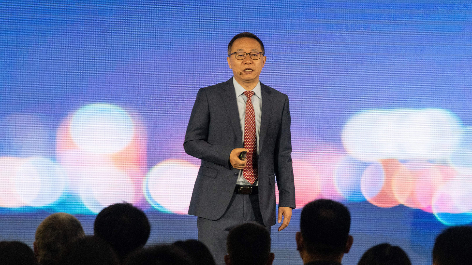 David Wang, Huawei rotating chairman and former ICT Strategy & Marketing President speaks at a Huawei database and storage product launch during a press conference in Beijing, China.