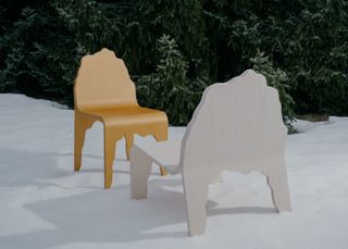 Chairs with irregular edges by Snarkitecture for Made by Choice