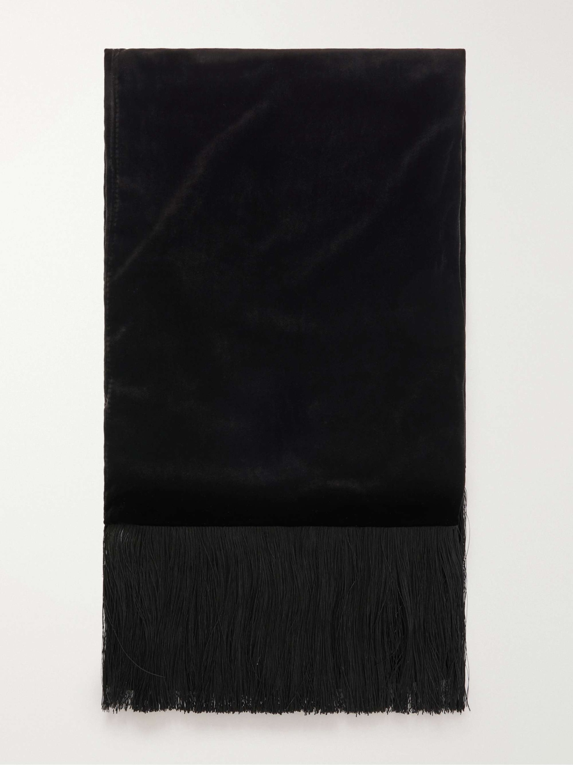 Ritual Bloom Opera Fringed-Trimmed Velvet Scarf