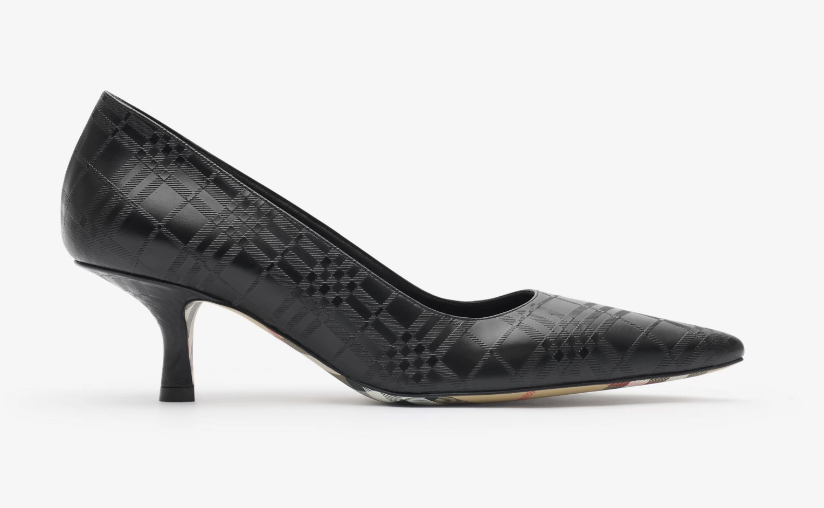 Check Leather Dame Low Pumps