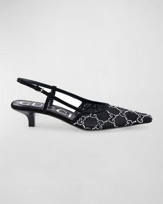 Sepatu Pumps Tom Crystal Gg Mesh Slingback