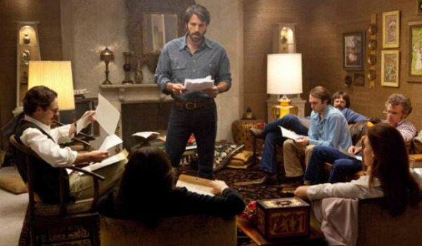 Ben Affleck speaking to the group in Argo