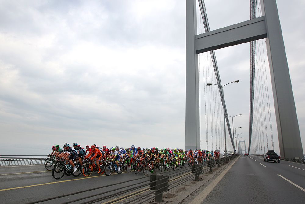 CCC Sprandi's orange is easy to spot in the peloton
