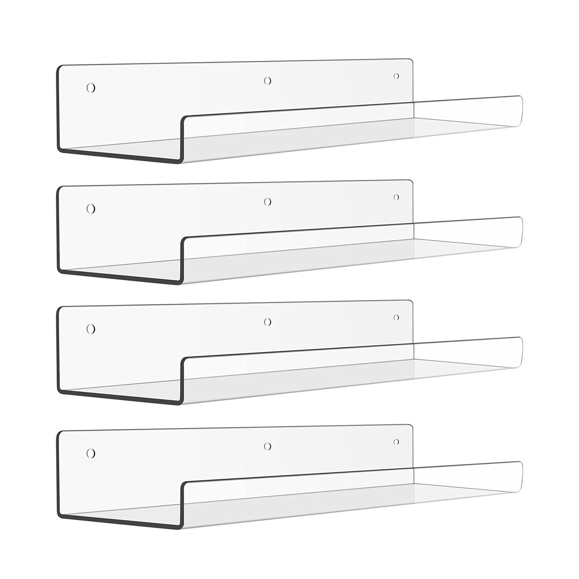 Rak akrilik dengan latar belakang putih