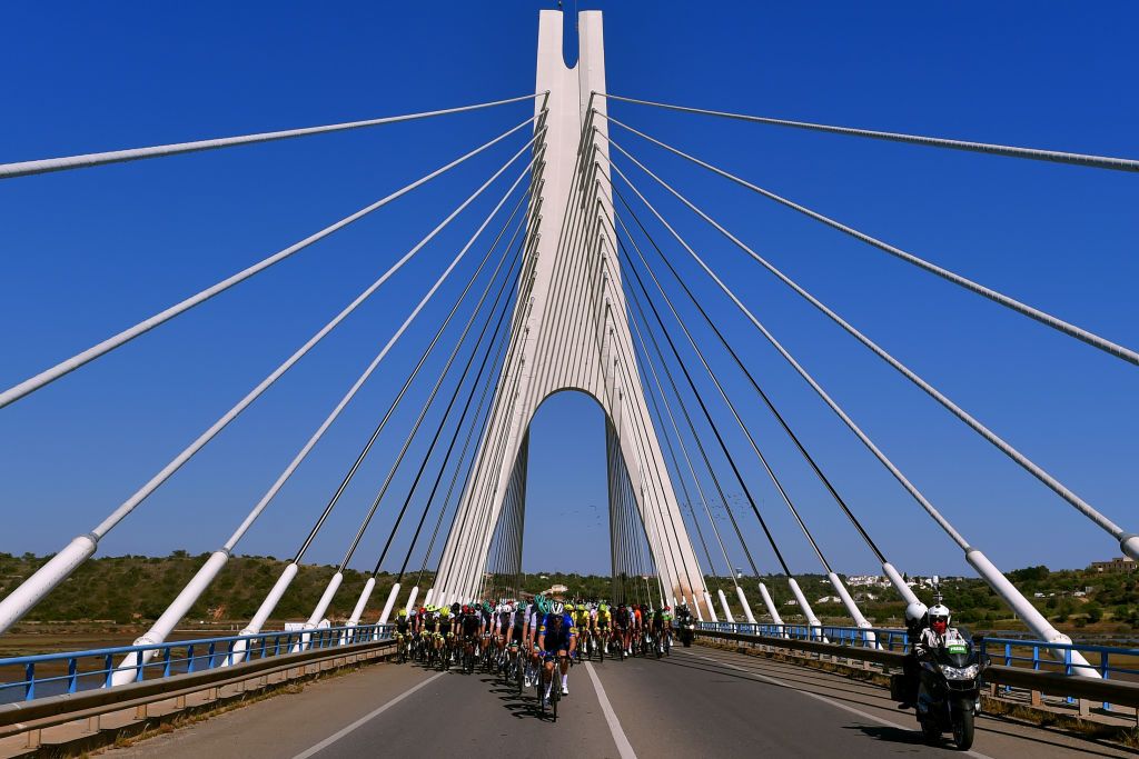 The Volta ao Algarve cross a bridge