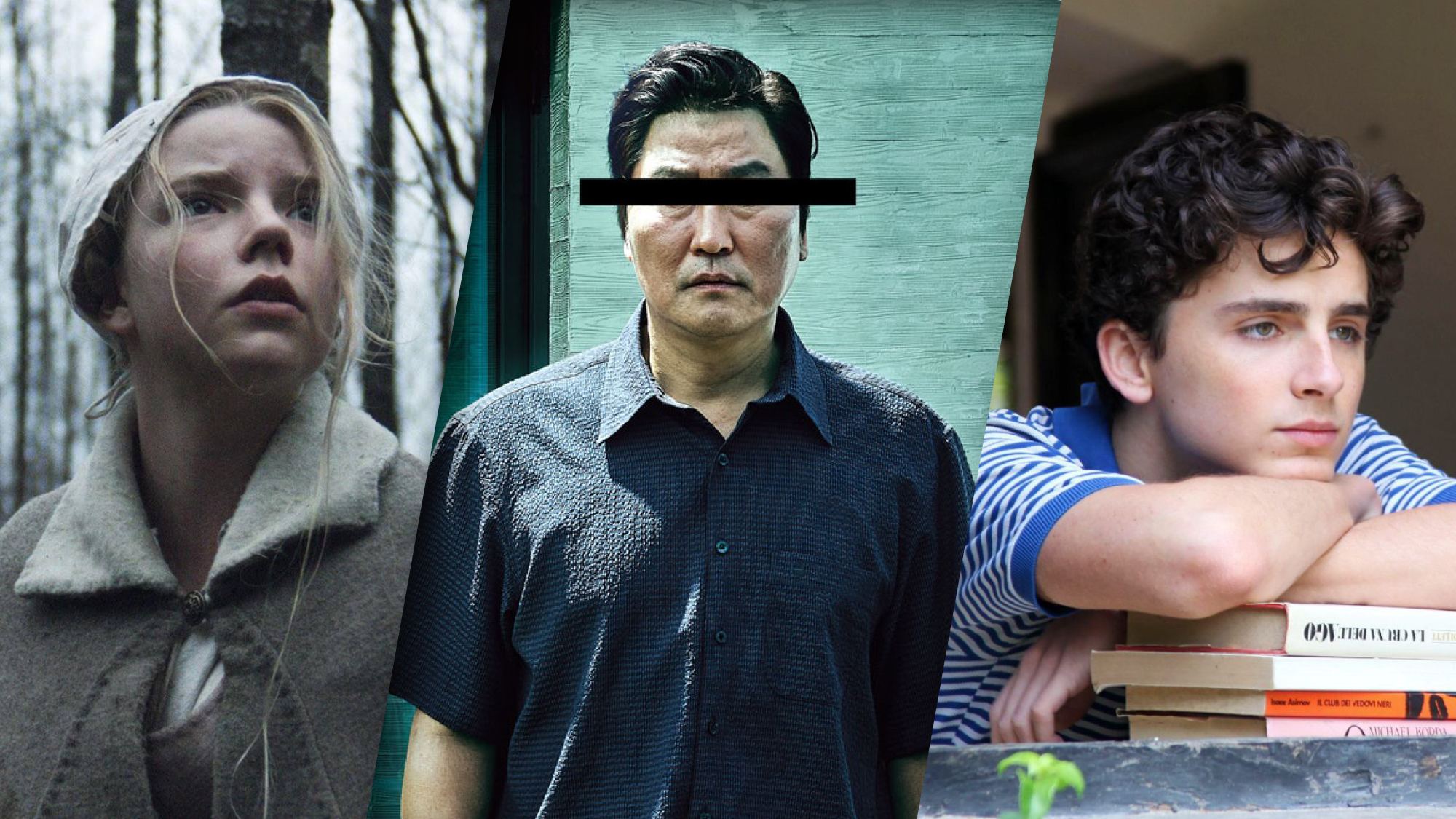 (From L to R) Anya Taylor-Joy as Thomasin in "The Witch: | Song Kango-ho as Kim Ki-taek in Parasite | Timoth&eacute;e Chalamet in Call Me By Your Name