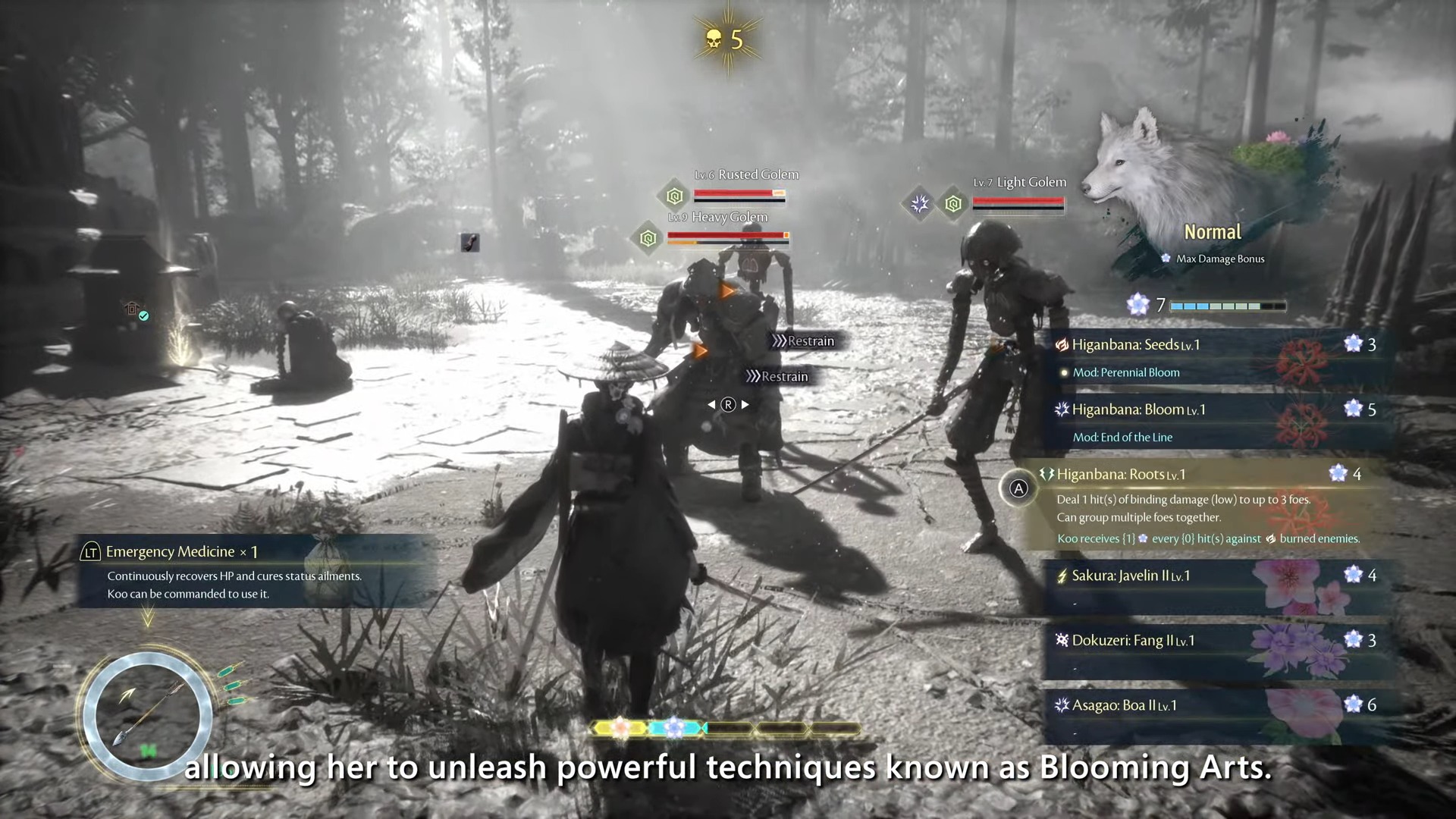 In-game screenshot of Beast of Reincarnation's combat system