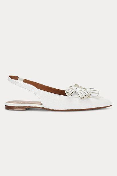 Embossed Leather Slingback Flat