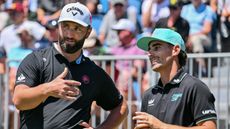 Jon Rahm and Joaquin Niemann chat during LIV Golf Adelaide 2025