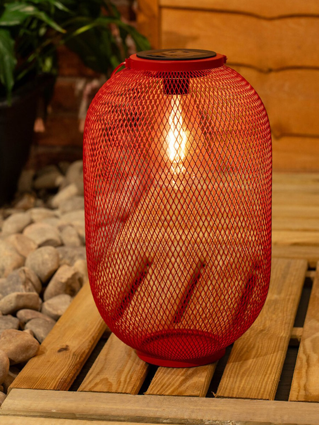 A red metal mesh lantern from SO'HOME