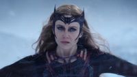 Scarlet Witch sneering as she starts to fly away from Wong in Doctor Strange in the Multiverse of Madness