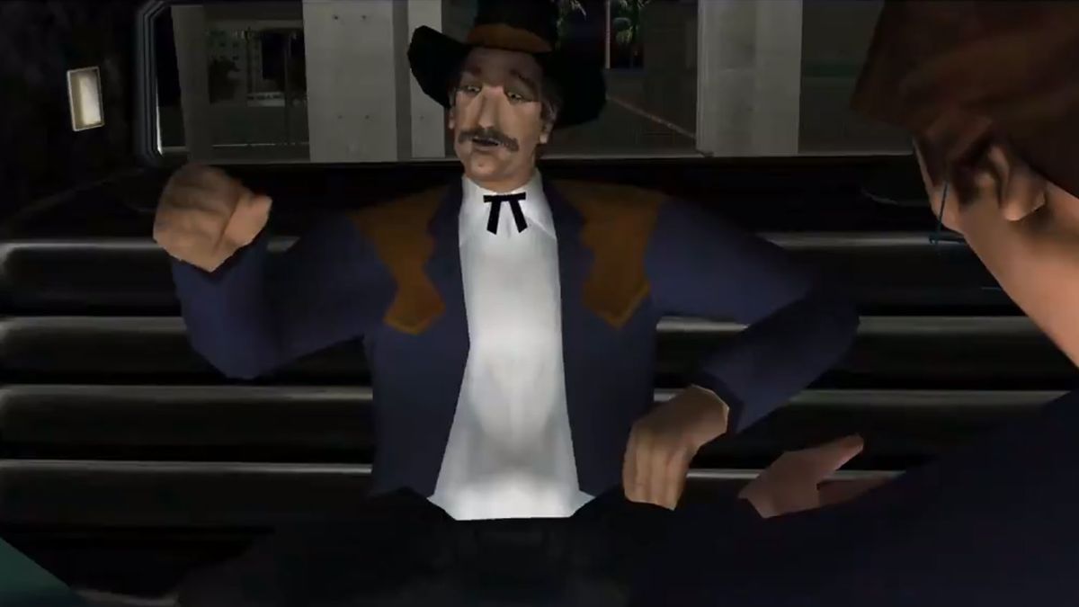 Man in limo chatting to two others only partially in shot