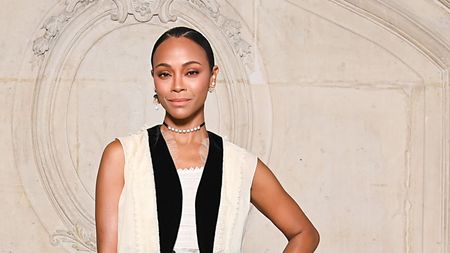 Zoe Saldana in Christian Dior at Paris Fashion Week