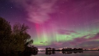 Northern lights above Lough Neagh, Northern Ireland.