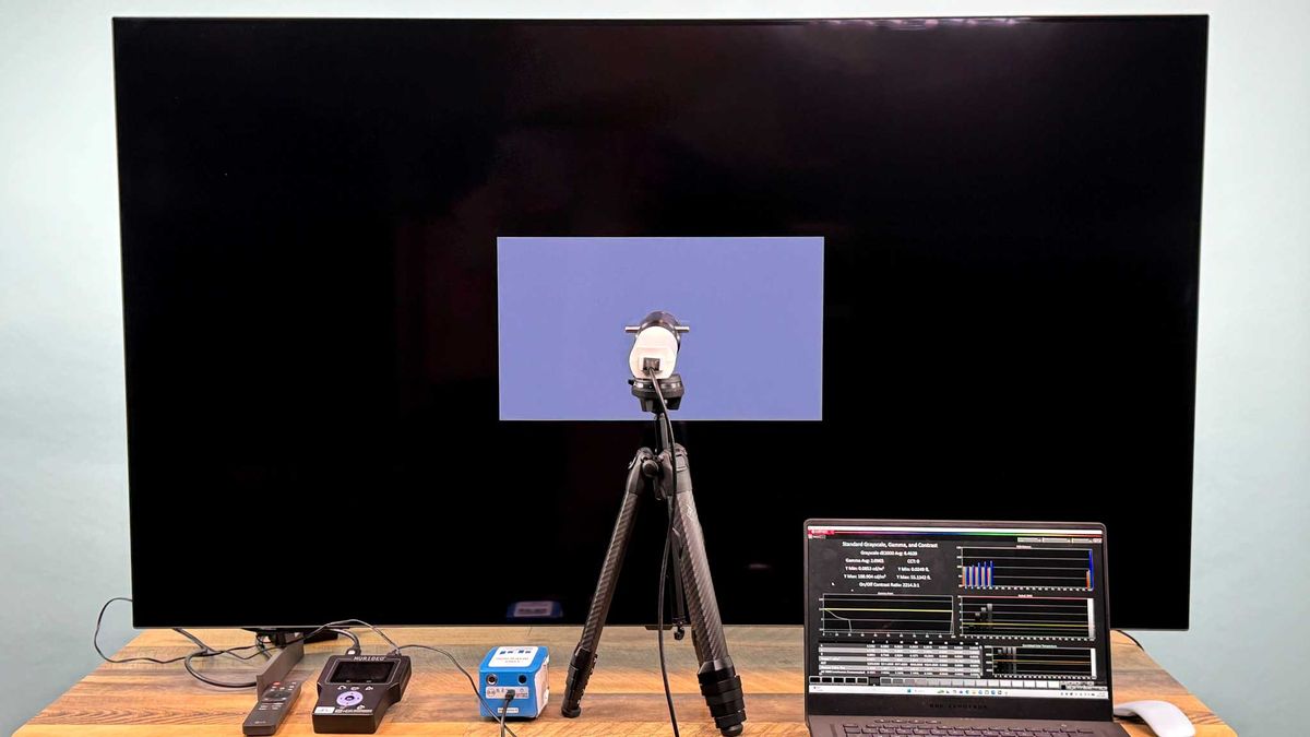 LG B6 OLED TV shown during lab testing