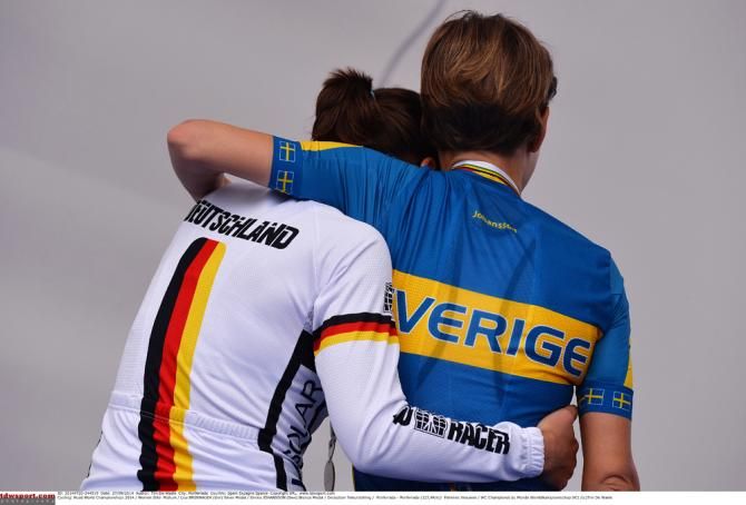 Lisa Brennauer and Emma Johansson finished on the podium in the women's elite race at Worlds